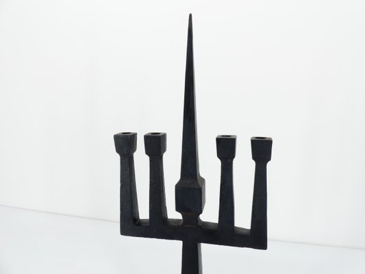 Brutalist Candelabra in Black Forged Steel, 1950s-DQG-2019903