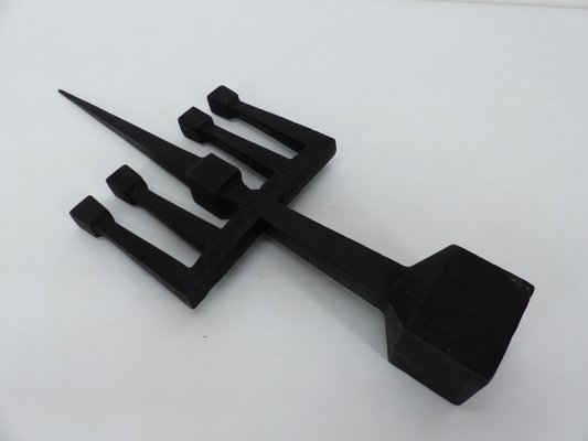 Brutalist Candelabra in Black Forged Steel, 1950s-DQG-2019903