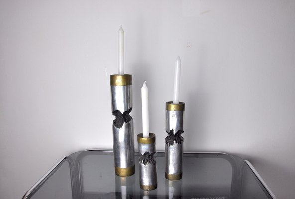 Brutalist Candle Holders by David Marshall, Spain, 1970s, Set of 3-EJE-960676