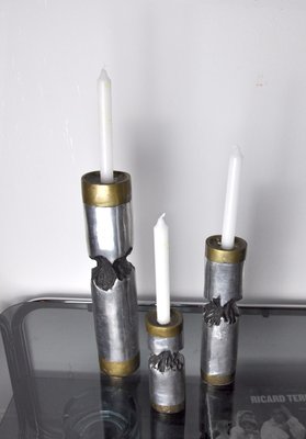 Brutalist Candle Holders by David Marshall, Spain, 1970s, Set of 3-EJE-960676