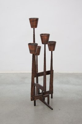 Brutalist Candleholder Sculpture in Wrought Iron, France, 1970s-KL-2028630