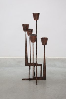 Brutalist Candleholder Sculpture in Wrought Iron, France, 1970s-KL-2028630