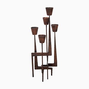 Brutalist Candleholder Sculpture in Wrought Iron, France, 1970s-KL-2028630