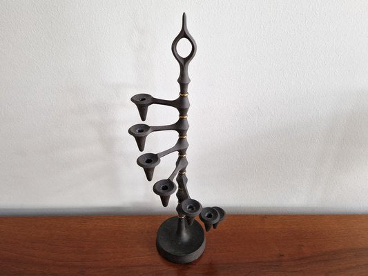 Brutalist Cast Iron and Brass Candelabra by Jens Quistgaard, Denmark, 1960s-NV-1740908