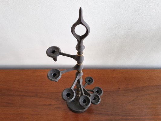 Brutalist Cast Iron and Brass Candelabra by Jens Quistgaard, Denmark, 1960s-NV-1740908