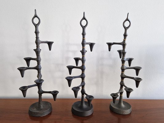 Brutalist Cast Iron and Brass Candelabra by Jens Quistgaard, Denmark, 1960s-NV-1740908