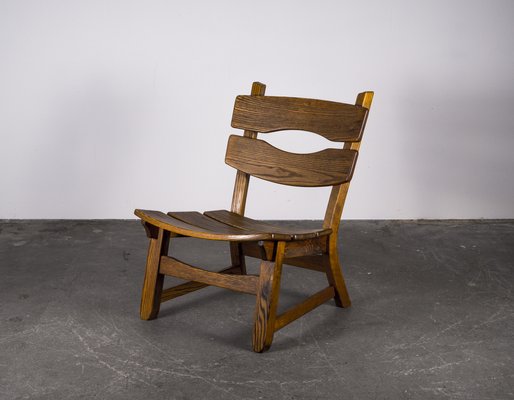 Brutalist Chair in Oak by Dittmann & Co for Awa Radbound, 1960s-VLO-1029718