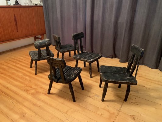 Brutalist Chairs, France, 1960s, Set of 5-VQM-1725410