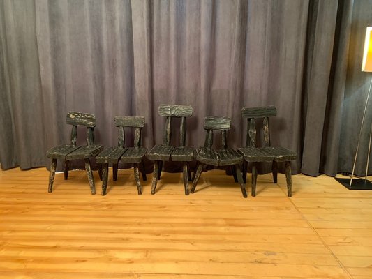 Brutalist Chairs, France, 1960s, Set of 5-VQM-1725410