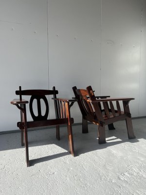 Brutalist Chairs in Mahogany, 1950s, Set of 2-SSK-1770331