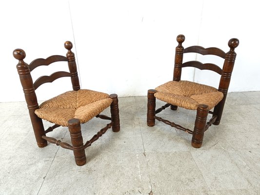 Brutalist Children Chairs in the style of Charles Dudouyt, 1960s , Set of 2-IRH-1741625