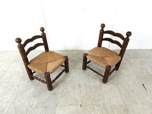 Brutalist Children Chairs in the style of Charles Dudouyt, 1960s , Set of 2-IRH-1741625