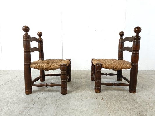 Brutalist Children Chairs in the style of Charles Dudouyt, 1960s , Set of 2-IRH-1741625