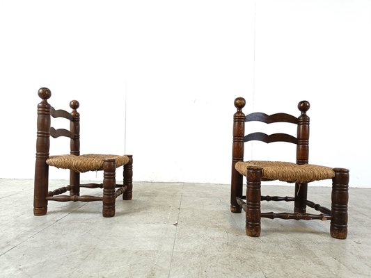 Brutalist Children Chairs in the style of Charles Dudouyt, 1960s , Set of 2-IRH-1741625