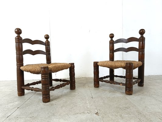 Brutalist Children Chairs in the style of Charles Dudouyt, 1960s , Set of 2-IRH-1741625