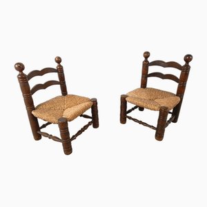 Brutalist Children Chairs in the style of Charles Dudouyt, 1960s , Set of 2-IRH-1741625