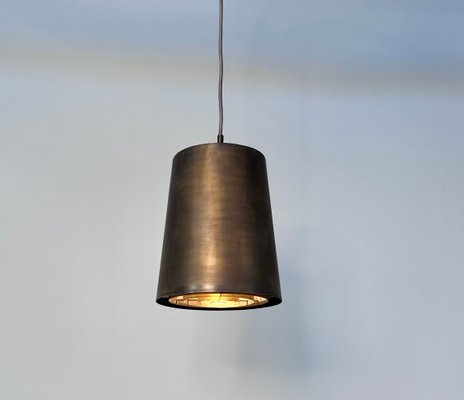 Brutalist Conical Bronze and Brass Metal Hanging Lamp, Germany, 1950s-JP-1805350