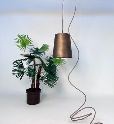 Brutalist Conical Bronze and Brass Metal Hanging Lamp, Germany, 1950s-JP-1805350