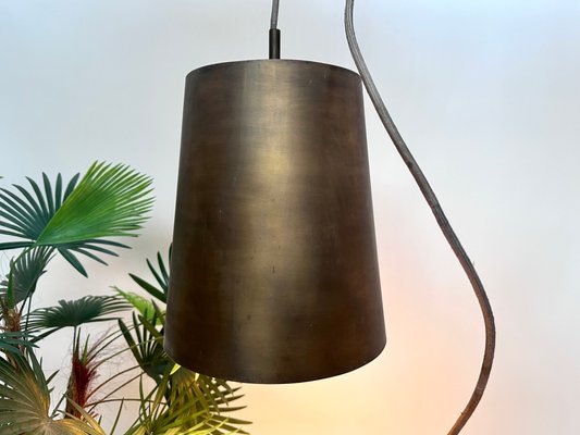 Brutalist Conical Bronze and Brass Metal Hanging Lamp, Germany, 1950s-JP-1805350