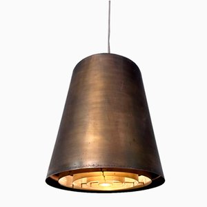 Brutalist Conical Bronze and Brass Metal Hanging Lamp, Germany, 1950s-JP-1805350