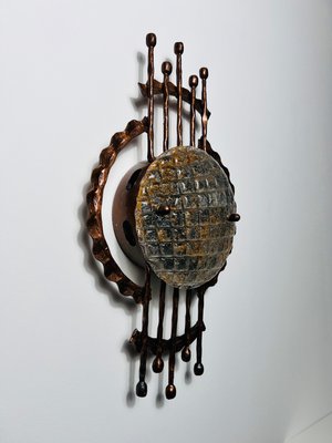 Brutalist Copper and Glass Wall Lamp, Germany, 1970s-PUK-2024105