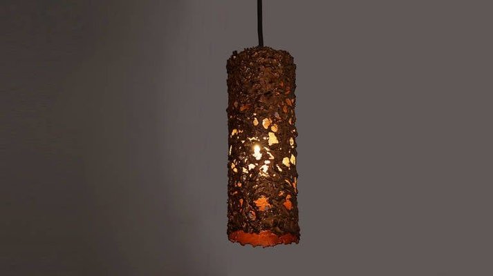 Brutalist Copper Pendant Lamps, 1960s, Set of 3-VLZ-631892