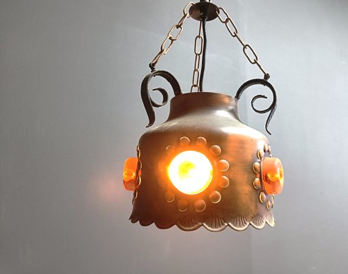 Brutalist Copper Pendant Light, 1970s-IRH-2035773