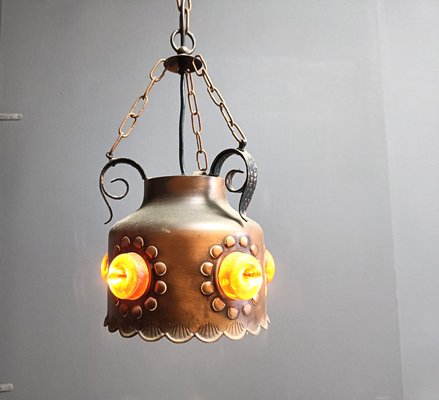 Brutalist Copper Pendant Light, 1970s-IRH-2035773