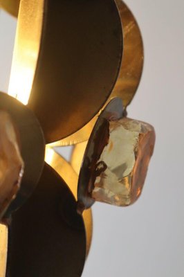 Brutalist Crystal Lamp in Copper and Brass-ESB-1376611