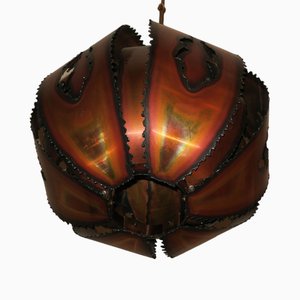 Brutalist Danish Copper Pendant Light, 1970s-ED-1778039