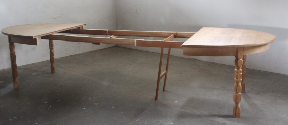 Brutalist Danish Extending Dining Table in Oak, 1960s-QNP-2016536