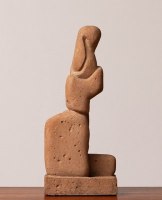 Brutalist Decorative Brown Sanded Concrete Statue, 1980s-JE-1306258