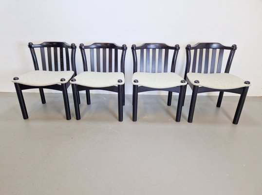 Brutalist Dining Chairs in Black Wood, Italy, 1970s, Set of 4-AXJ-1702234