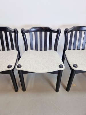 Brutalist Dining Chairs in Black Wood, Italy, 1970s, Set of 4-AXJ-1702234