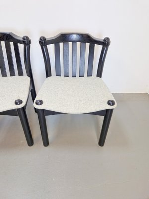 Brutalist Dining Chairs in Black Wood, Italy, 1970s, Set of 4-AXJ-1702234