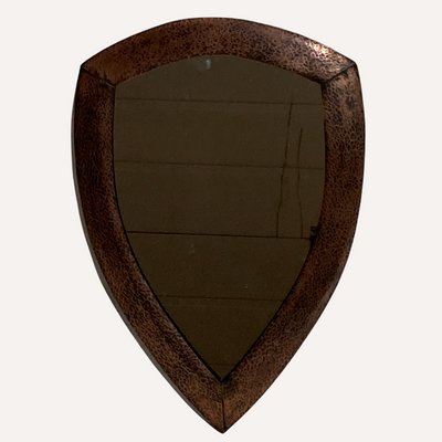 Brutalist Dutch Copper Hammered Triangle Mirror, 1920s-BHG-1318840