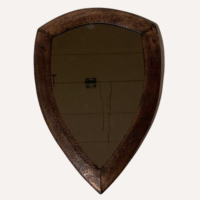 Brutalist Dutch Copper Hammered Triangle Mirror, 1920s-BHG-1318840