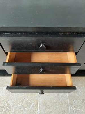 Brutalist Ebonized Oak Credenza in Black and Red from De Coene, 1970s-TDA-1376468