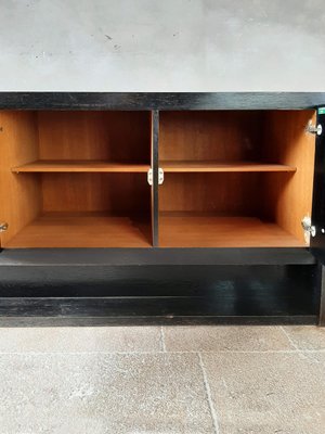 Brutalist Ebonized Oak Credenza in Black and Red from De Coene, 1970s-TDA-1376468