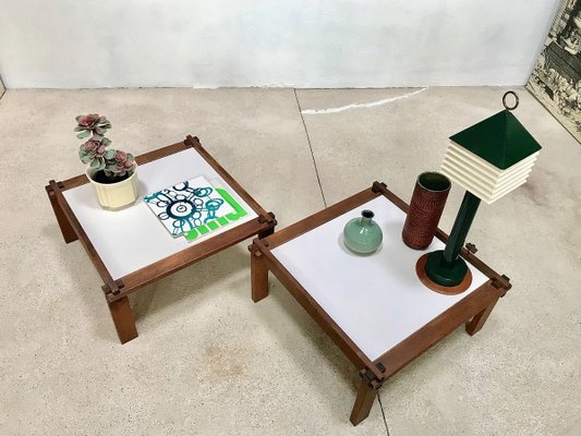 Brutalist Farmer Side Tables with Reversible Tops by Gerd Lange for Bofinger, 1960s, Set of 2-JP-724327