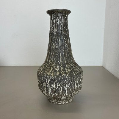 Brutalist Fat Lava Vase in Grey Ceramic attributed to Ilkra, Germany, 1970s-QZ-1706129