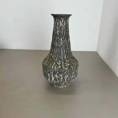 Brutalist Fat Lava Vase in Grey Ceramic attributed to Ilkra, Germany, 1970s-QZ-1706129