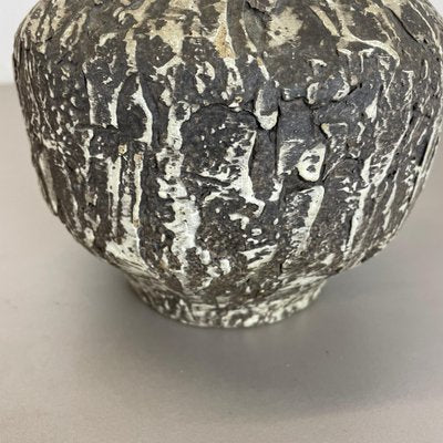 Brutalist Fat Lava Vase in Grey Ceramic attributed to Ilkra, Germany, 1970s-QZ-1706129