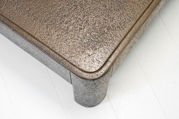 Brutalist Faux Bronze Square Coffee Table, 1960s-SES-1430631