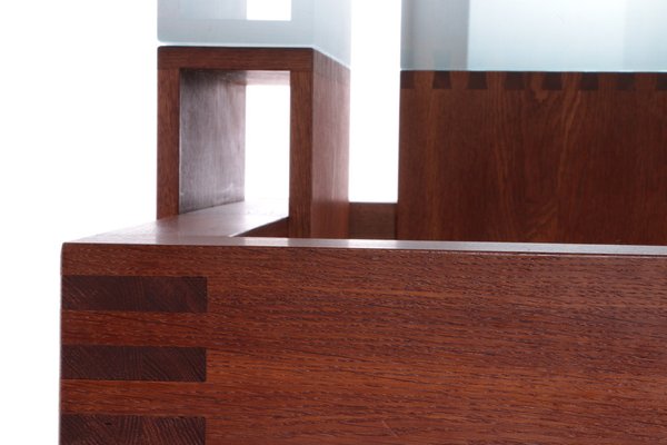 Brutalist French Teak with Glass Top Coffee Table, 1970s-EZZ-1319321