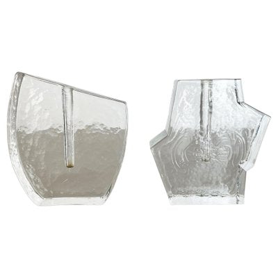 Brutalist German Rock Glass Vases from Peill and Putzler, 1970s, Set of 2-QZ-1161702