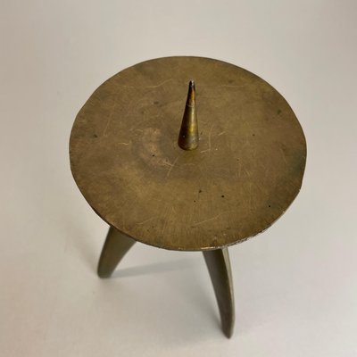 Brutalist German Sculptural Tripod Candleholder in Brass, 1970s-QZ-1251056