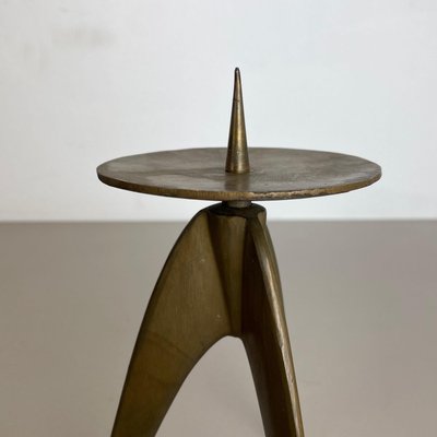 Brutalist German Sculptural Tripod Candleholder in Brass, 1970s-QZ-1251056