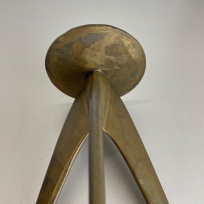 Brutalist German Sculptural Tripod Candleholder in Brass, 1970s-QZ-1251056