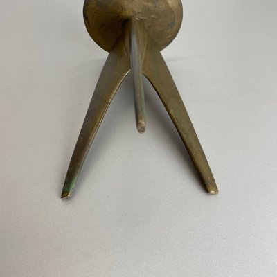 Brutalist German Sculptural Tripod Candleholder in Brass, 1970s-QZ-1251056